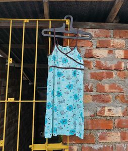 Blue Floral & Butterfly Print Mini Dress