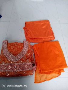 Orange Embellished Salwar Kameez Suit