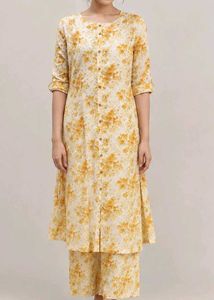 Yellow Floral Print Kurta Set