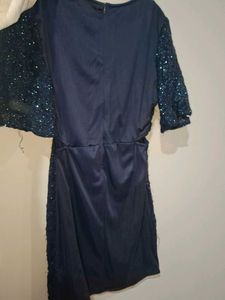 Sassafras Navy Blue Sequined Dress with cut outs