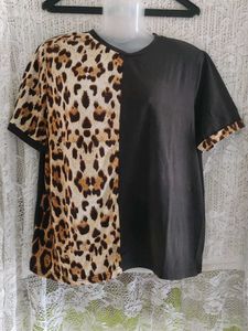 Shein Leopard Print Contrast T-Shirt