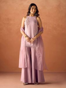Lavender Lace &amp; Blossom Kurta Set