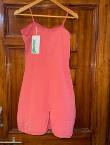 Glitchez Coral Pink Ruffled Mini Dress