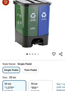 Nayasa 2-in-1 Pedal Dustbin - 33 L
