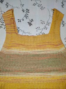 Striped Knit Cropped Korean Top