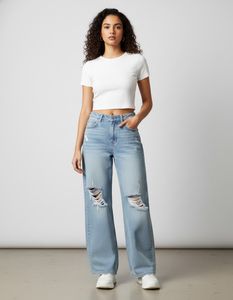 SALE - H&M Light Wash Ripped Wide Leg Jeans