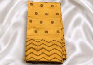 Elegant Mustard Bengali Saree with Floral Print