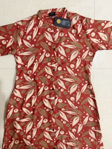 Elegant Leaf Print Kurta Pant Set