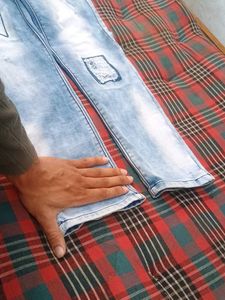 Blue Slim Fit distressed jeans