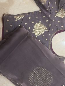✨ Dusty Mauve Embellished Saree and blouse