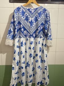 Blue Floral Print Kurta