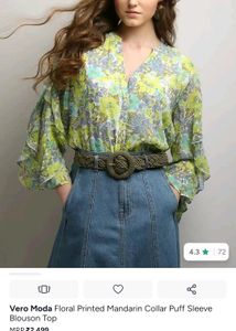 Vero Moda Floral Print Ruffle Sleeve Top