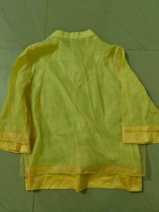 Yellow Embroidered Mandarin Collar Blouse