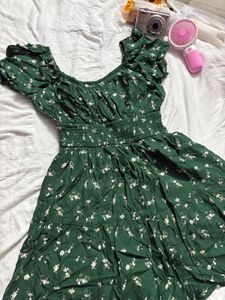 Green Floral Mini Dress