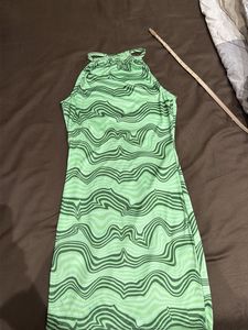 Green Swirl Print Bodycon Dress
