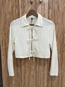 White Collared Tie-Up Top