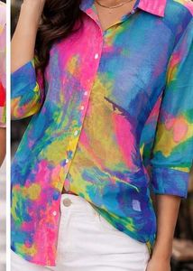 Colorful Tie-Dye Button-Up Shirt