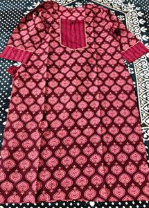 Red Printed Kurta Set