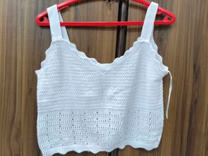 White Crochet Crop Top