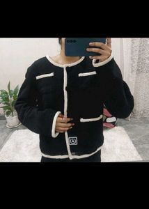 Chic Black &amp; White Trimmed Jacket