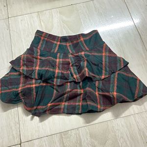 Plaid Ruffle Mini Skirt