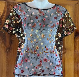 Sheer Embroidered Floral Top