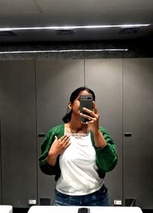 Green Knit Cropped Cardigan