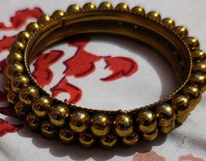 Traditional Gold Tone Beaded Bangles(2.6)