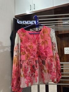 Elegant Floral Print Peplum Top