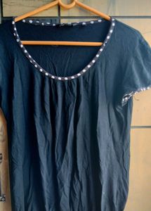 Black Polka Dot Trim Top
