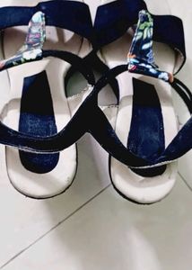 Stylish Navy Floral Wedge heel Sandals