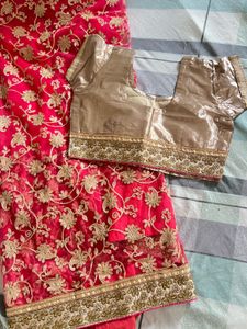 Vibrant Pink embroidered  Saree