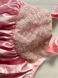 Elegant Pink Satin Nightgown Set