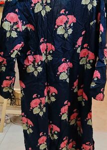 Black Floral Print Kurta