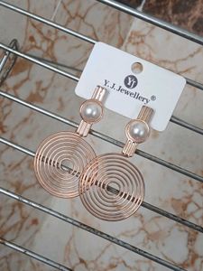 Rose Gold Spiral Pearl Earrings