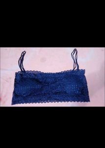 Navy Blue Lace Crop Top