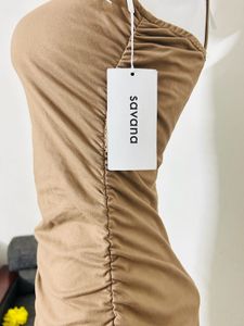 Brown Ruched Bodycon Maxi Dress