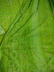 Vibrant Green Geometric Print Dress Material