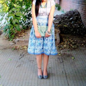 Indie Print Midi Skirt