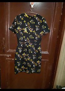 Imported Women Korean Black  Thick Floral Dress