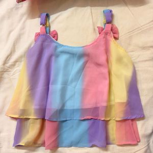 Pastel Rainbow Bow Top 🎀