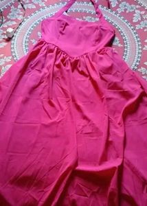 Solid Pink Halter Neck Dress