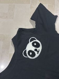 Black Cold Shoulder Panda Top