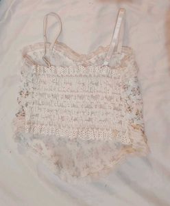 Floral Lace Cami Top with Pearl Buttons