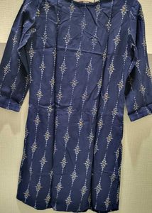 Navy Blue Printed Kurta