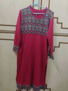 Stylish Pink Kurta with Chevron Print