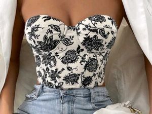 Chic Floral Print Corset Top