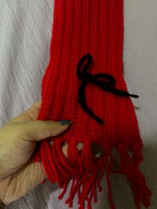 Red Knitted Scarf with Cute Design