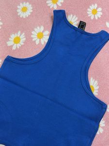 Forever 21 Blue Ribbed Crop Tank