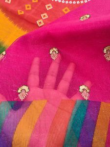 Gorgeous Pink &amp; Multicolor Embellished Saree